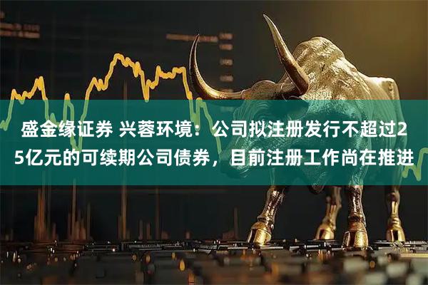 盛金缘证券 兴蓉环境：公司拟注册发行不超过25亿元的可续期公司债券，目前注册工作尚在推进